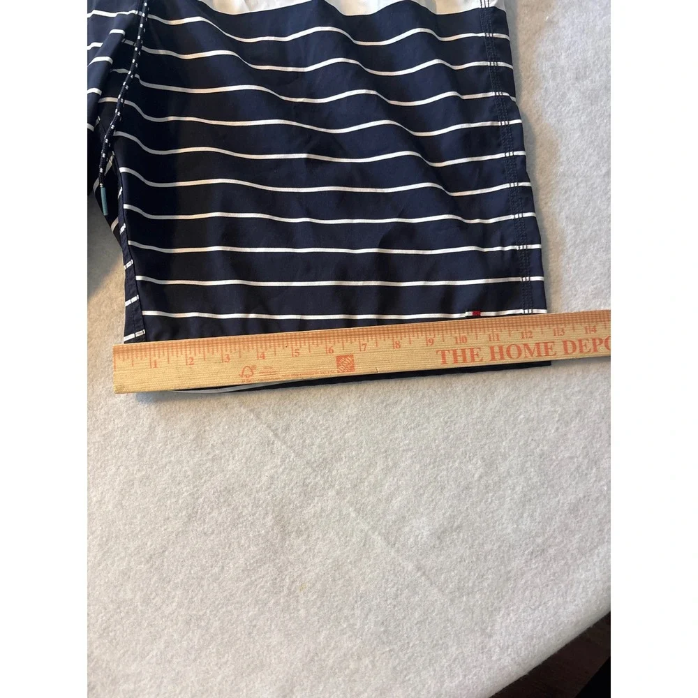 Tommy Hilfiger Mens Striped Swim Trunks Navy Blue‎ Green Board Shorts Large